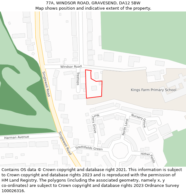 77A, WINDSOR ROAD, GRAVESEND, DA12 5BW: Location map and indicative extent of plot