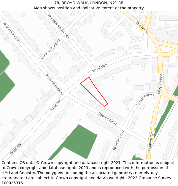 78, BROAD WALK, LONDON, N21 3BJ: Location map and indicative extent of plot