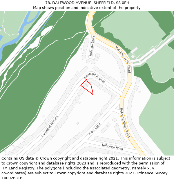 78, DALEWOOD AVENUE, SHEFFIELD, S8 0EH: Location map and indicative extent of plot