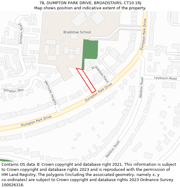 78, DUMPTON PARK DRIVE, BROADSTAIRS, CT10 1RJ: Location map and indicative extent of plot