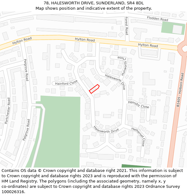 78, HALESWORTH DRIVE, SUNDERLAND, SR4 8DL: Location map and indicative extent of plot