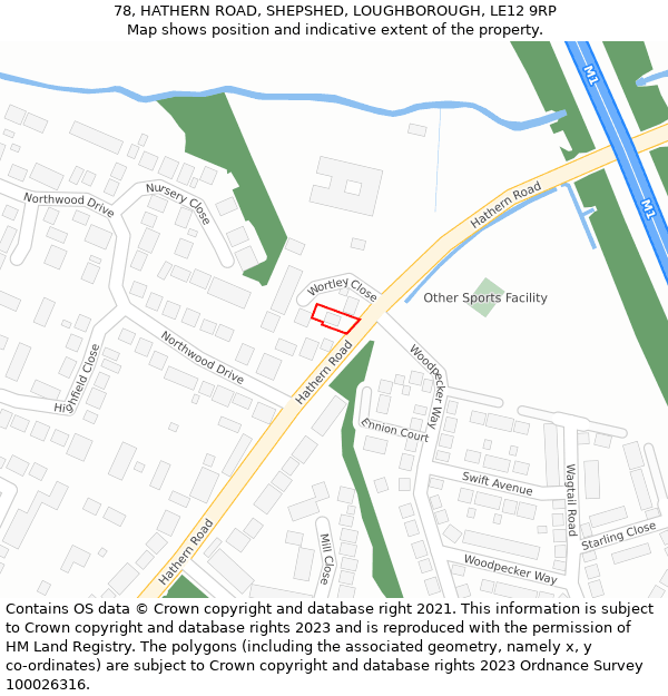 78, HATHERN ROAD, SHEPSHED, LOUGHBOROUGH, LE12 9RP: Location map and indicative extent of plot