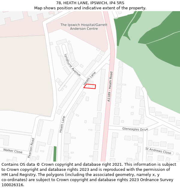 78, HEATH LANE, IPSWICH, IP4 5RS: Location map and indicative extent of plot
