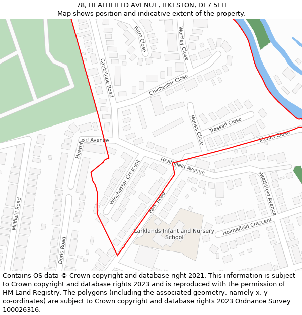 78, HEATHFIELD AVENUE, ILKESTON, DE7 5EH: Location map and indicative extent of plot