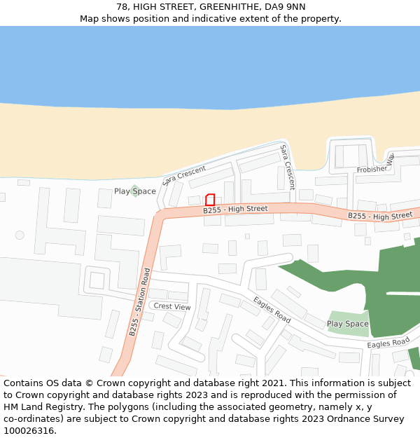 78, HIGH STREET, GREENHITHE, DA9 9NN: Location map and indicative extent of plot