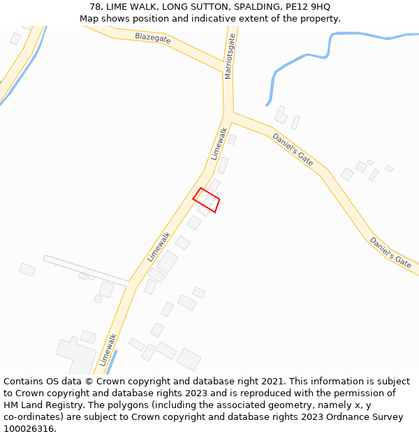 78, LIME WALK, LONG SUTTON, SPALDING, PE12 9HQ: Location map and indicative extent of plot