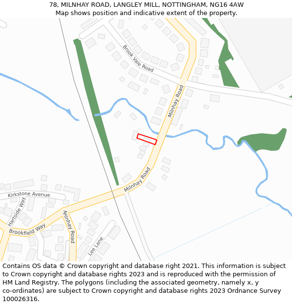 78, MILNHAY ROAD, LANGLEY MILL, NOTTINGHAM, NG16 4AW: Location map and indicative extent of plot