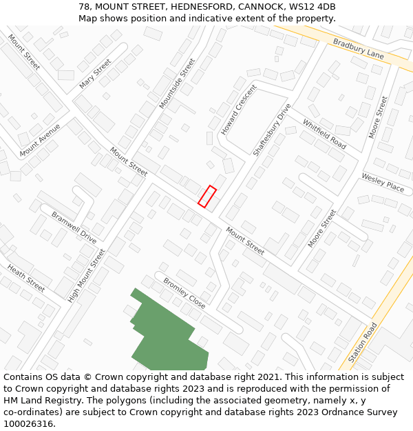 78, MOUNT STREET, HEDNESFORD, CANNOCK, WS12 4DB: Location map and indicative extent of plot