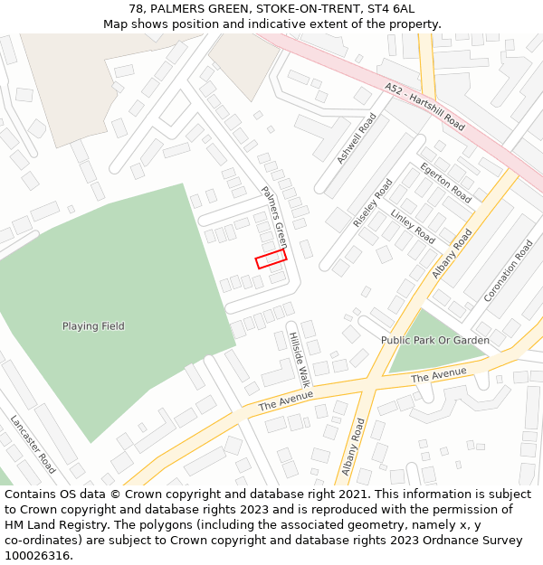 78, PALMERS GREEN, STOKE-ON-TRENT, ST4 6AL: Location map and indicative extent of plot
