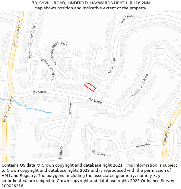 78, SAVILL ROAD, LINDFIELD, HAYWARDS HEATH, RH16 2NN: Location map and indicative extent of plot