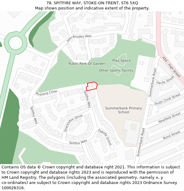 78, SPITFIRE WAY, STOKE-ON-TRENT, ST6 5XQ: Location map and indicative extent of plot