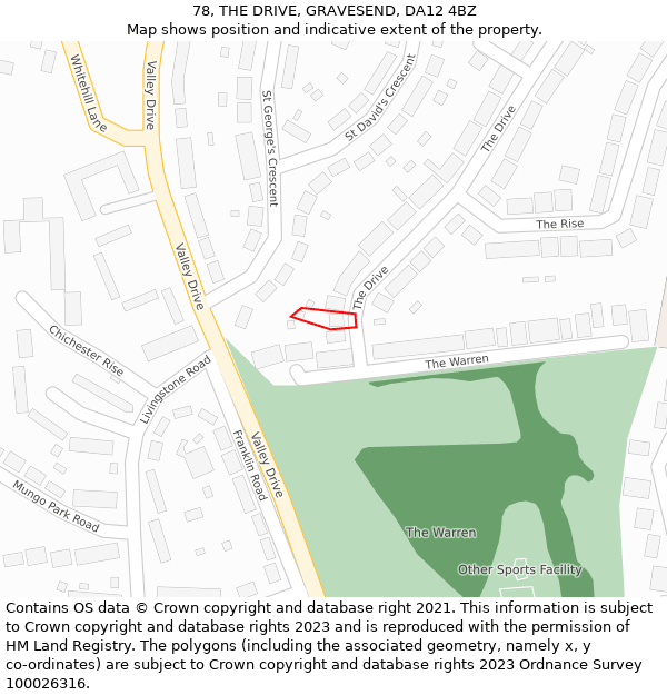 78, THE DRIVE, GRAVESEND, DA12 4BZ: Location map and indicative extent of plot