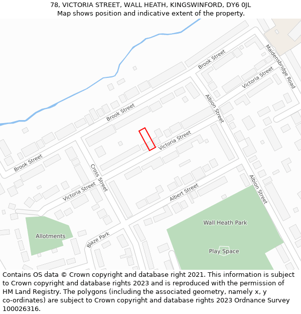 78, VICTORIA STREET, WALL HEATH, KINGSWINFORD, DY6 0JL: Location map and indicative extent of plot