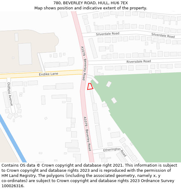 780, BEVERLEY ROAD, HULL, HU6 7EX: Location map and indicative extent of plot