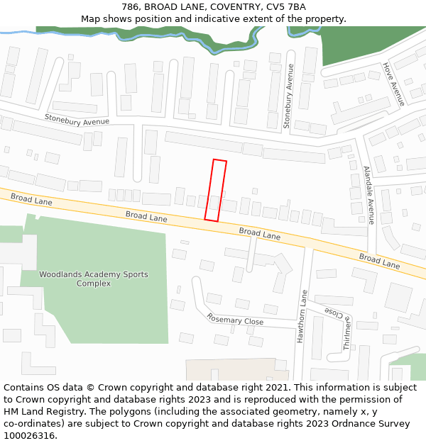 786, BROAD LANE, COVENTRY, CV5 7BA: Location map and indicative extent of plot