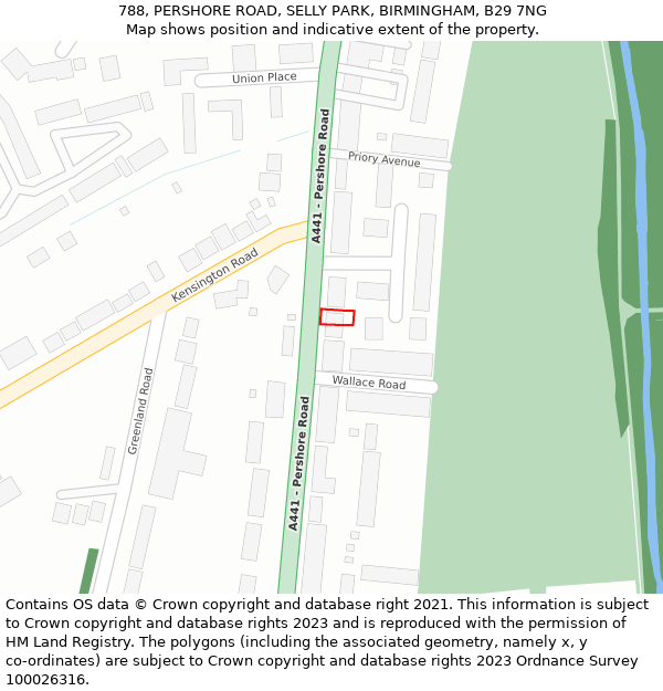 788, PERSHORE ROAD, SELLY PARK, BIRMINGHAM, B29 7NG: Location map and indicative extent of plot