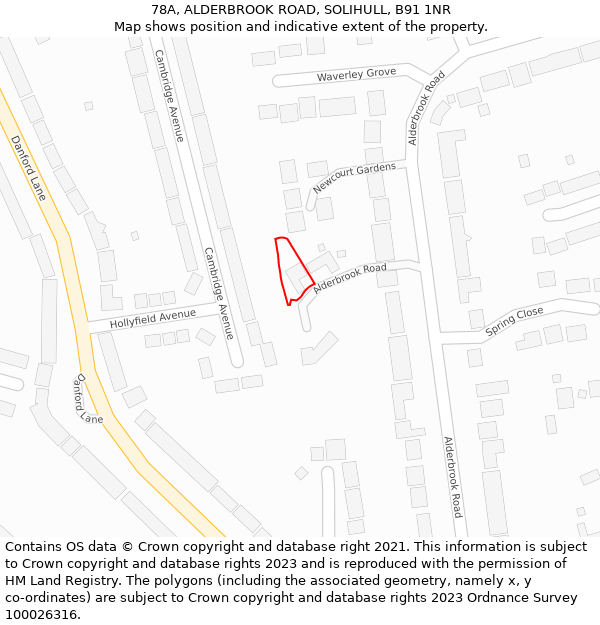 78A, ALDERBROOK ROAD, SOLIHULL, B91 1NR: Location map and indicative extent of plot