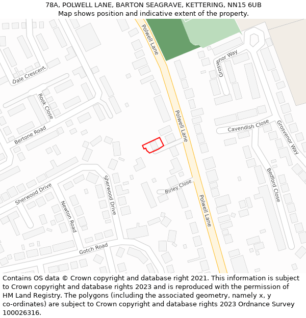 78A, POLWELL LANE, BARTON SEAGRAVE, KETTERING, NN15 6UB: Location map and indicative extent of plot