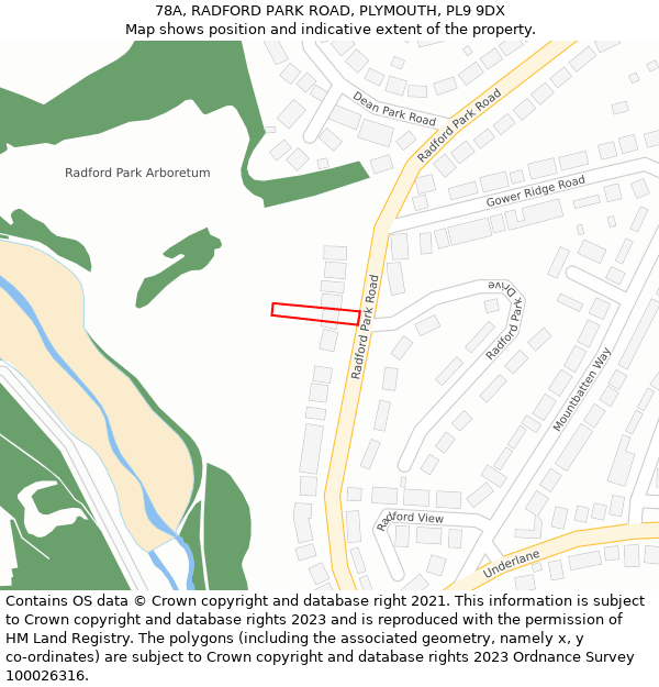 78A, RADFORD PARK ROAD, PLYMOUTH, PL9 9DX: Location map and indicative extent of plot