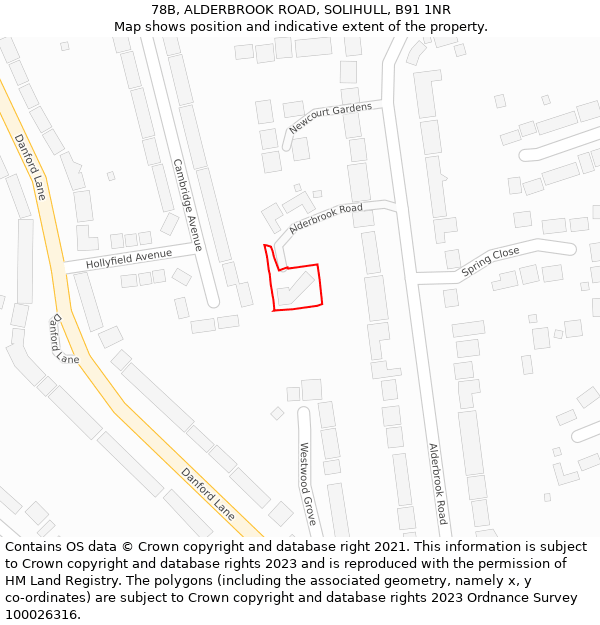 78B, ALDERBROOK ROAD, SOLIHULL, B91 1NR: Location map and indicative extent of plot