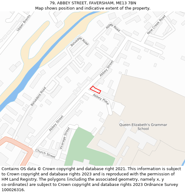 79, ABBEY STREET, FAVERSHAM, ME13 7BN: Location map and indicative extent of plot