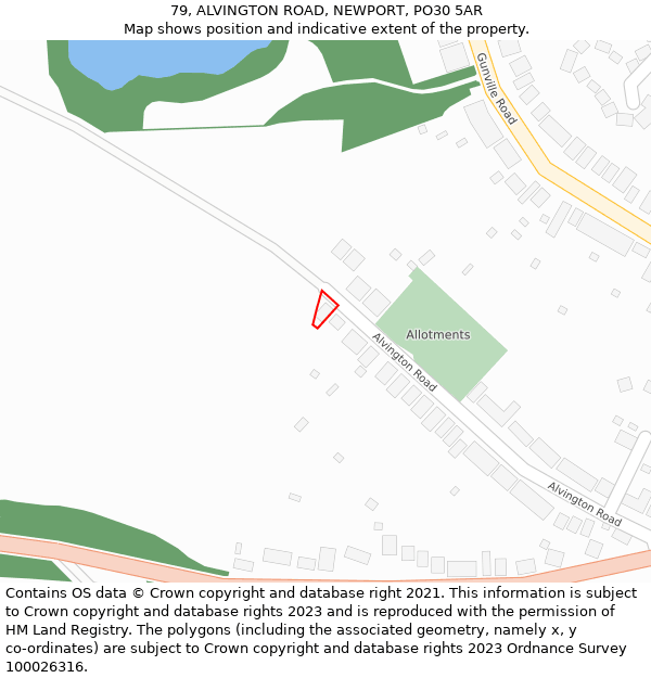 79, ALVINGTON ROAD, NEWPORT, PO30 5AR: Location map and indicative extent of plot
