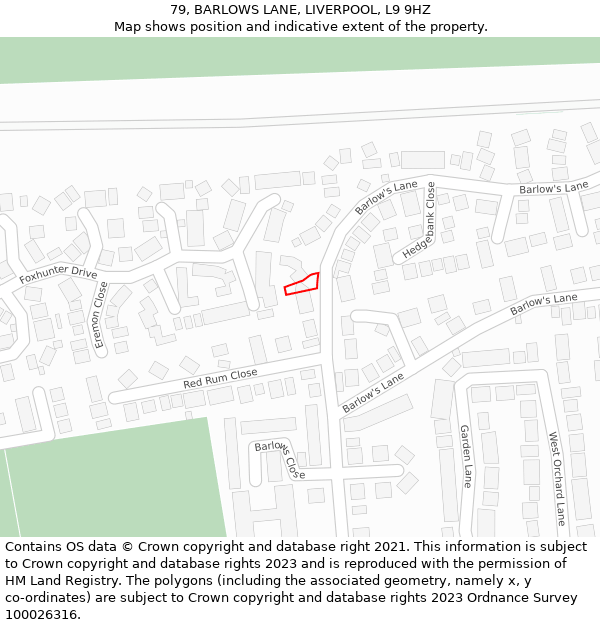 79, BARLOWS LANE, LIVERPOOL, L9 9HZ: Location map and indicative extent of plot