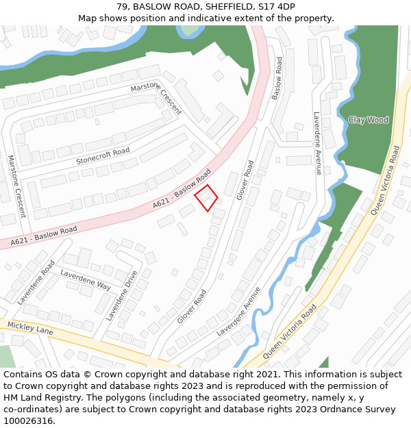 79, BASLOW ROAD, SHEFFIELD, S17 4DP: Location map and indicative extent of plot