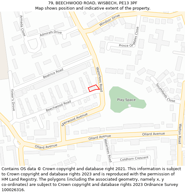 79, BEECHWOOD ROAD, WISBECH, PE13 3PF: Location map and indicative extent of plot