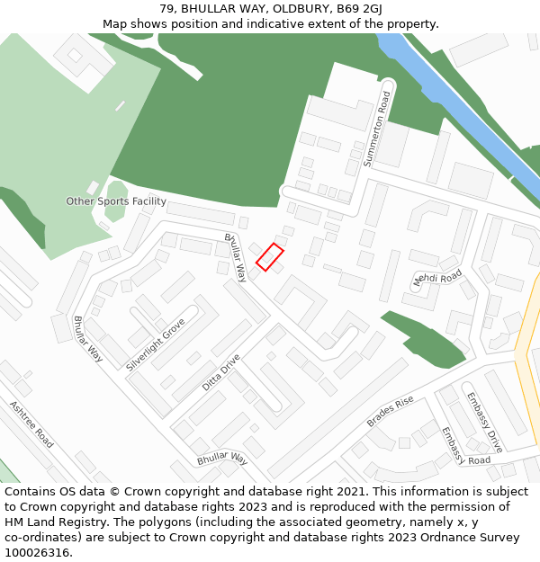 79, BHULLAR WAY, OLDBURY, B69 2GJ: Location map and indicative extent of plot