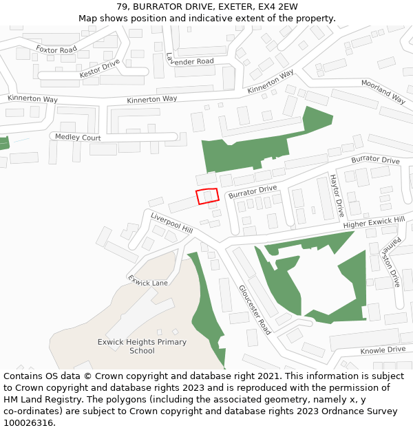 79, BURRATOR DRIVE, EXETER, EX4 2EW: Location map and indicative extent of plot