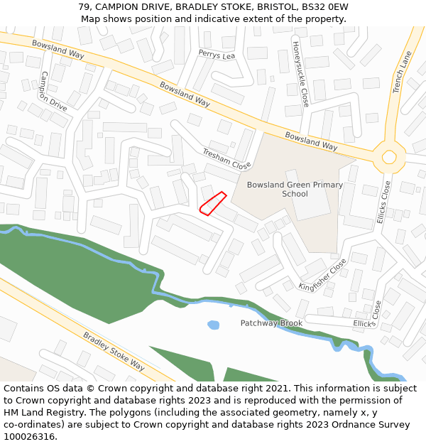 79, CAMPION DRIVE, BRADLEY STOKE, BRISTOL, BS32 0EW: Location map and indicative extent of plot