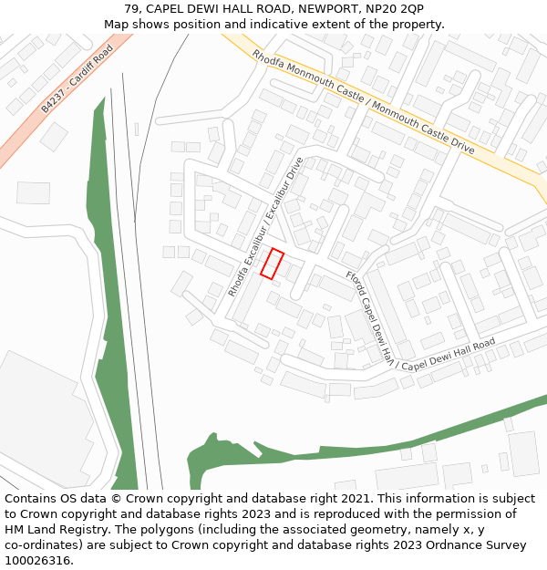 79, CAPEL DEWI HALL ROAD, NEWPORT, NP20 2QP: Location map and indicative extent of plot