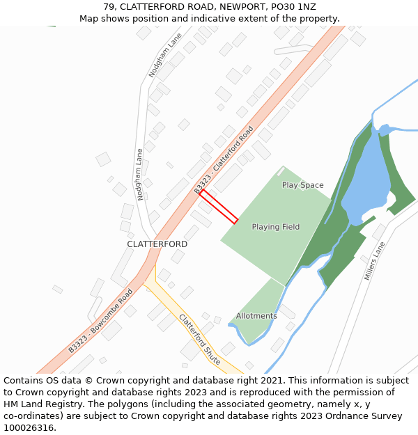 79, CLATTERFORD ROAD, NEWPORT, PO30 1NZ: Location map and indicative extent of plot