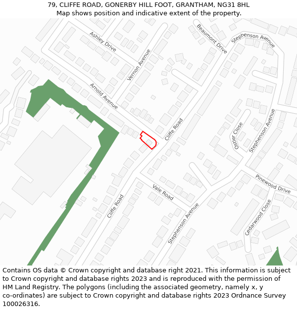 79, CLIFFE ROAD, GONERBY HILL FOOT, GRANTHAM, NG31 8HL: Location map and indicative extent of plot