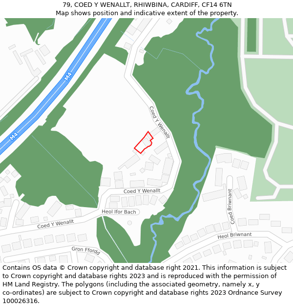 79, COED Y WENALLT, RHIWBINA, CARDIFF, CF14 6TN: Location map and indicative extent of plot