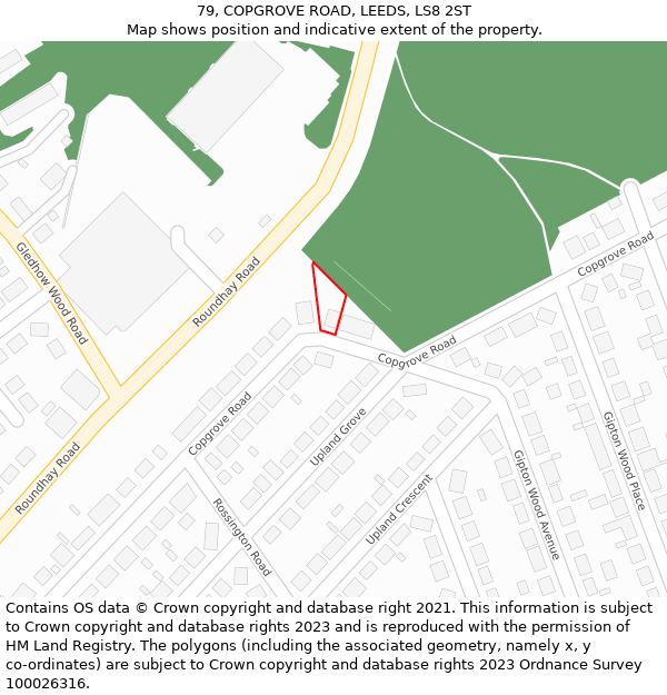 79, COPGROVE ROAD, LEEDS, LS8 2ST: Location map and indicative extent of plot