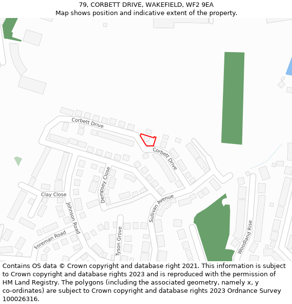 79, CORBETT DRIVE, WAKEFIELD, WF2 9EA: Location map and indicative extent of plot
