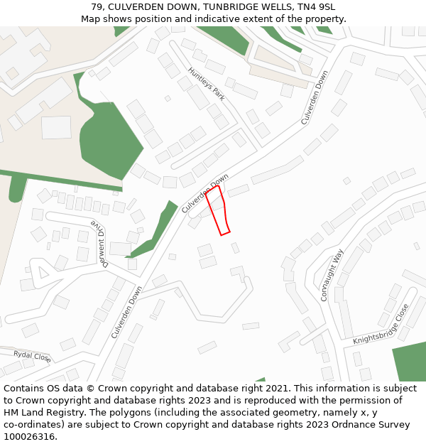 79, CULVERDEN DOWN, TUNBRIDGE WELLS, TN4 9SL: Location map and indicative extent of plot