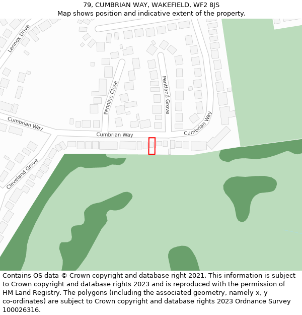 79, CUMBRIAN WAY, WAKEFIELD, WF2 8JS: Location map and indicative extent of plot