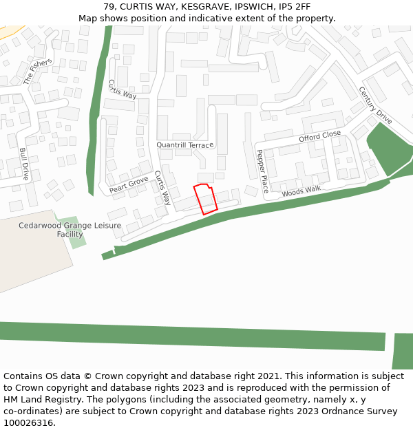 79, CURTIS WAY, KESGRAVE, IPSWICH, IP5 2FF: Location map and indicative extent of plot