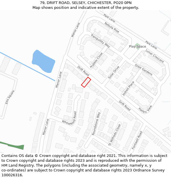 79, DRIFT ROAD, SELSEY, CHICHESTER, PO20 0PN: Location map and indicative extent of plot