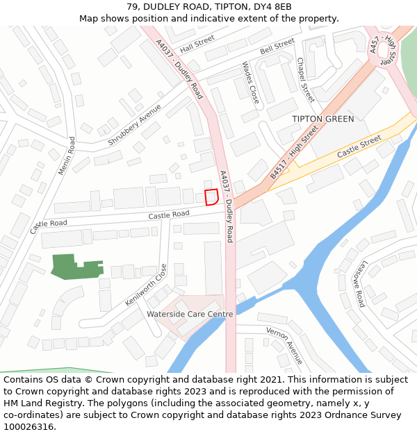 79, DUDLEY ROAD, TIPTON, DY4 8EB: Location map and indicative extent of plot