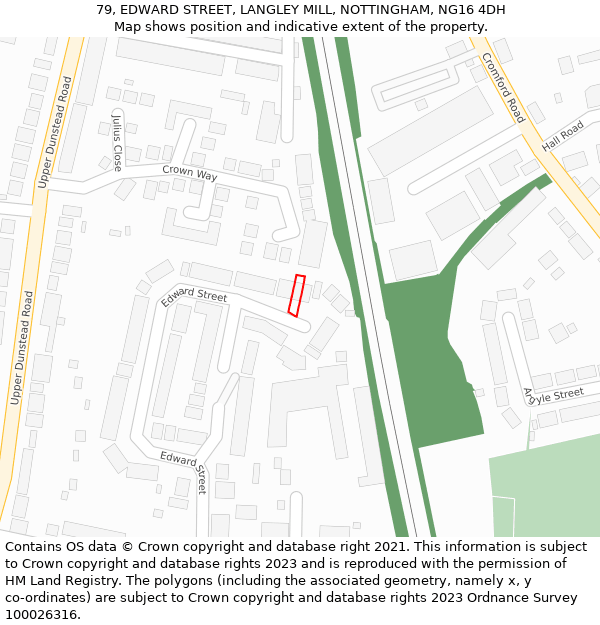79, EDWARD STREET, LANGLEY MILL, NOTTINGHAM, NG16 4DH: Location map and indicative extent of plot