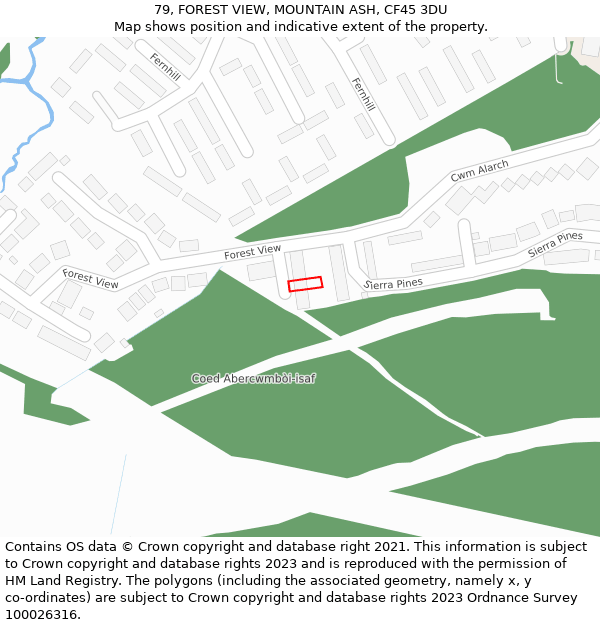 79, FOREST VIEW, MOUNTAIN ASH, CF45 3DU: Location map and indicative extent of plot