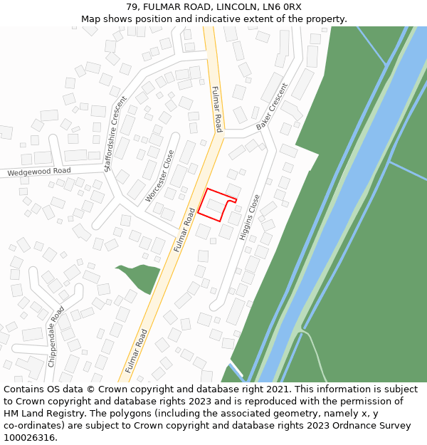 79, FULMAR ROAD, LINCOLN, LN6 0RX: Location map and indicative extent of plot