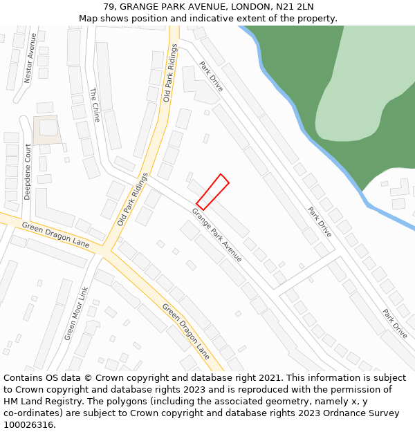 79, GRANGE PARK AVENUE, LONDON, N21 2LN: Location map and indicative extent of plot