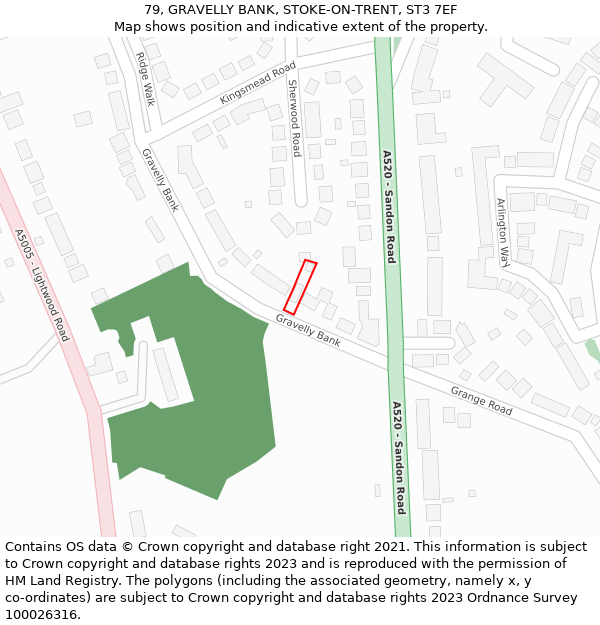 79, GRAVELLY BANK, STOKE-ON-TRENT, ST3 7EF: Location map and indicative extent of plot