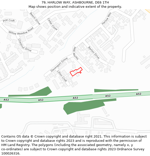 79, HARLOW WAY, ASHBOURNE, DE6 1TH: Location map and indicative extent of plot