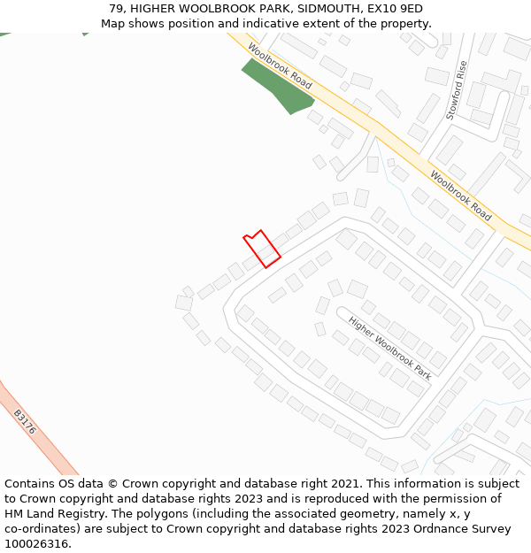 79, HIGHER WOOLBROOK PARK, SIDMOUTH, EX10 9ED: Location map and indicative extent of plot